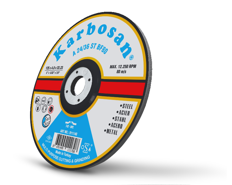 Karbosan Metal Kesme ve Taşlama Diski 125x4.0x22.23 Mm Bombeli 911140