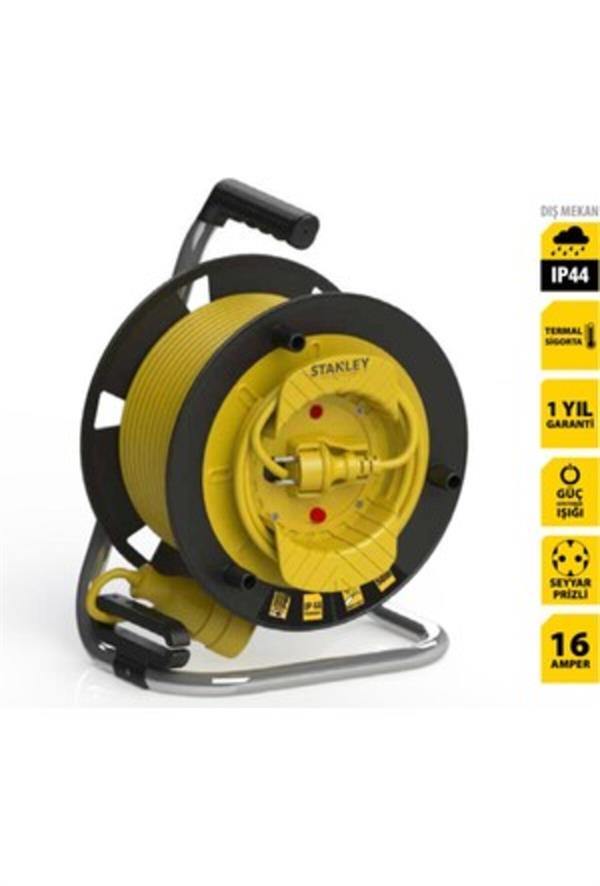 Stanley Kauçuk Kablolu Makara (Bakır)(Kapaklı) 25Mt 3 2,5mm (SXECFL2RESE)