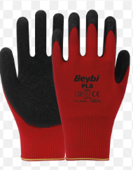 Beybi Pl-8 Poly Örgü Tırtıklı Lateks Kaplı Eldiven Kırmızı Siyah No:10