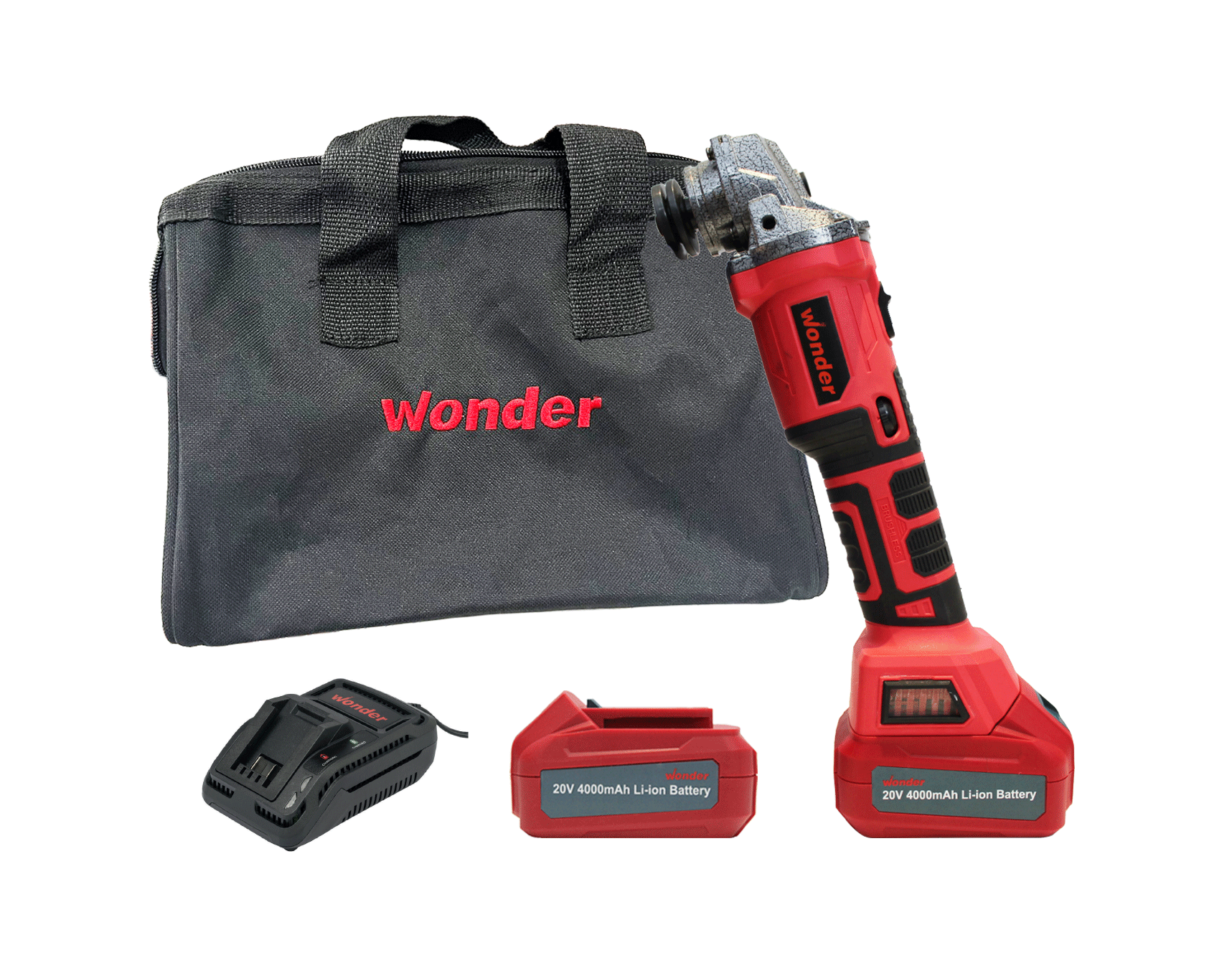 Wonder AT18-AG BL-0 20V 4.0Ah Li-ion Çift Akülü Kömürsüz Avuç Taşlama 125mm SB18