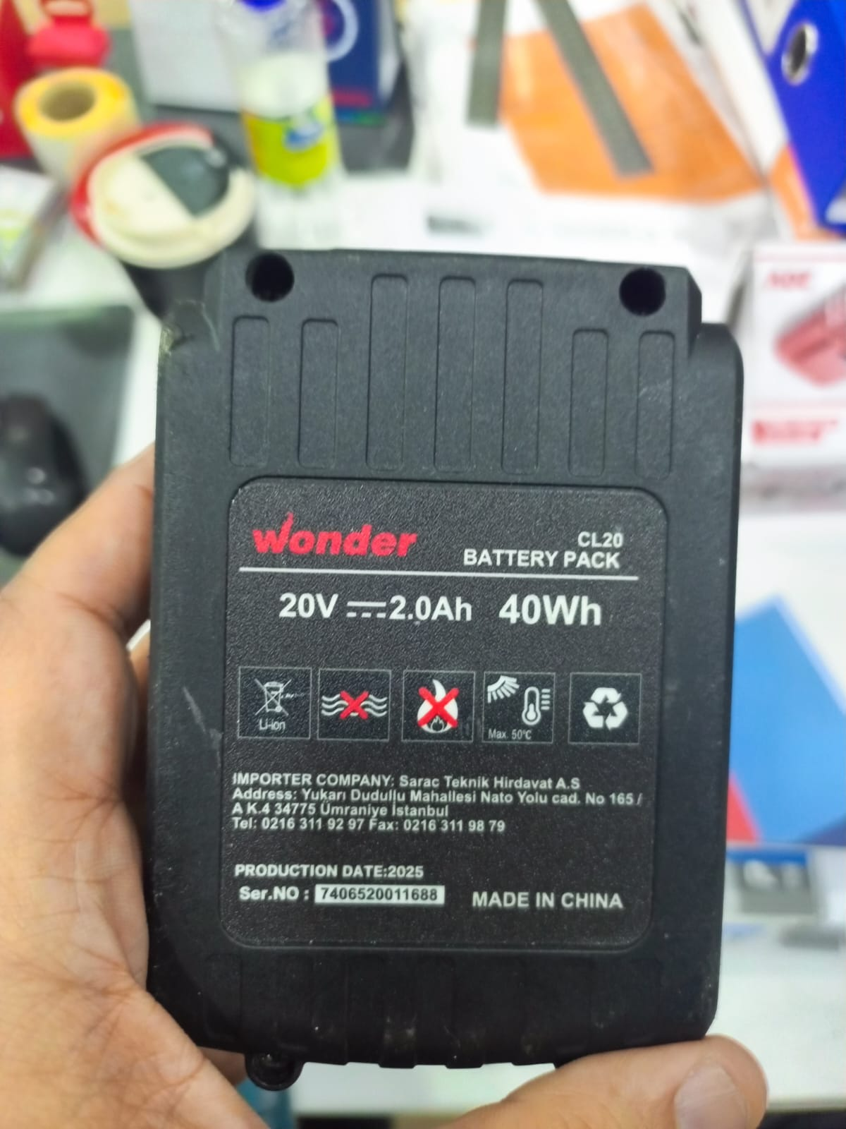 Wonder CL20 20V 2.0 Ah Li-ion Batarya (WAM27S/WAM28S)