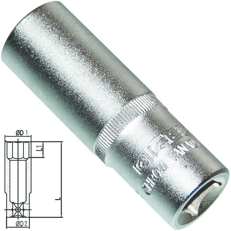 İzeltaş 1/2" Altı Köşe Derin Lokma Anahtar 18 Mm