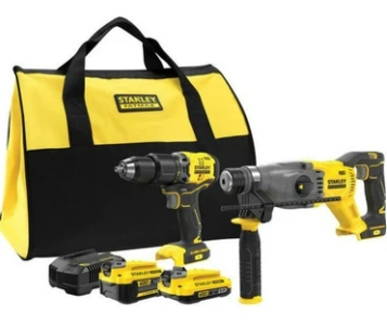 Stanley SFMCK216MDS 18V Şarjlı Kömürsüz Darbeli Matkap & Şarjlı Kırıcı Delici 1x4Ah + 1x2Ah Akü