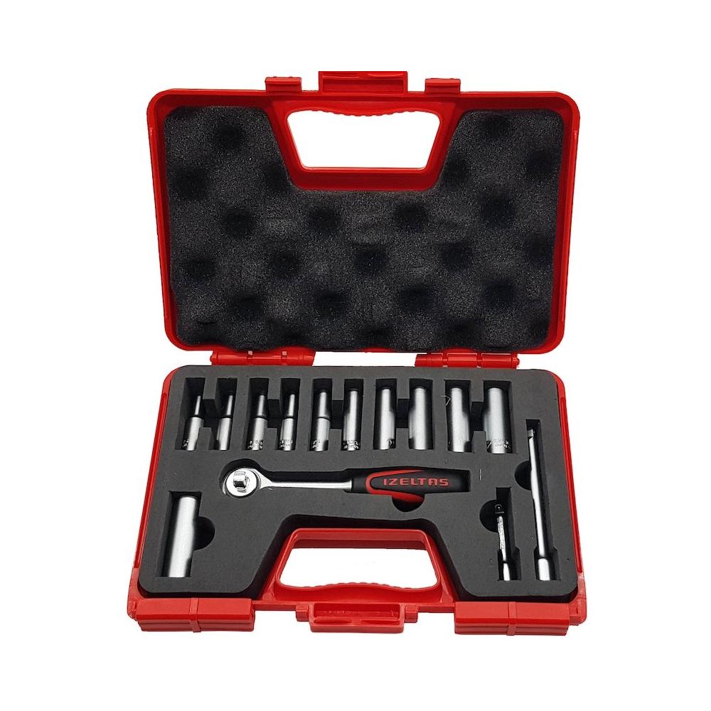 İzeltaş 1/4" Altı Köşe Derin Lokma Anahtar Takımı 14 Parça