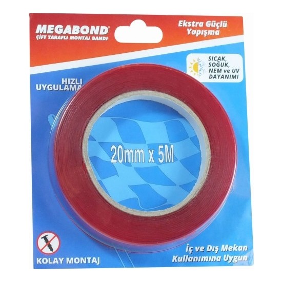 Megabond Vhb Çift Taraflı Montaj Bandı 20 Mmx5 Mt