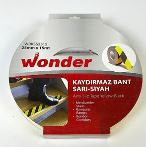 Wonder Kaydırmaz Bant Sarı Siyah 50mmx15mt
