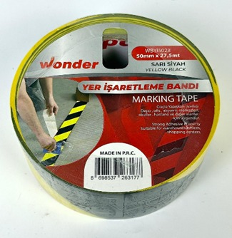 Wonder Yer İşaretleme Bandı 50mm 27,5mt Sarı - Siyah